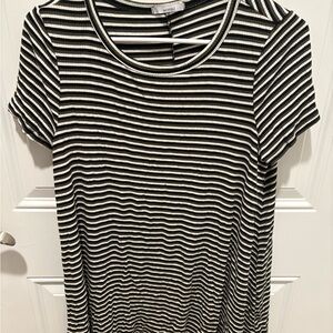 Acemi Black and White Fitted Ribbed Short Sleeve Tee